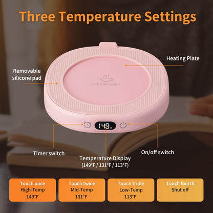 Coffee Mug Warmer & You are Awesome Mug Set, Electric Cup Warmer for Desk | Beverage Warmer Plate for Coffee,Tea,4 Temperature Setting,8-Hours Auto Shut Off,14oz Mug with Spoon & Lid Included