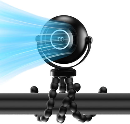 360° Rotatable Stroller Fan with LED Display & Night Light, Octopus Flexible Tripod Portable Fan, Multi-Angle Manual Adjustment 4000mAh Rechargeable Quiet for Camping, Office, Desk, Gym(Black)