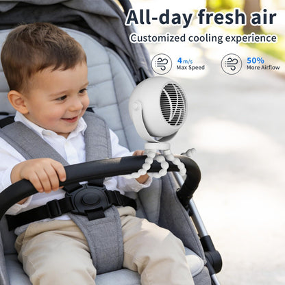 360° Rotatable Stroller Fan with LED Display & Night Light, Octopus Flexible Tripod Portable Fan, Multi-Angle Manual Adjustment 4000mAh Rechargeable Quiet for Camping, Office, Desk, Gym(Black)