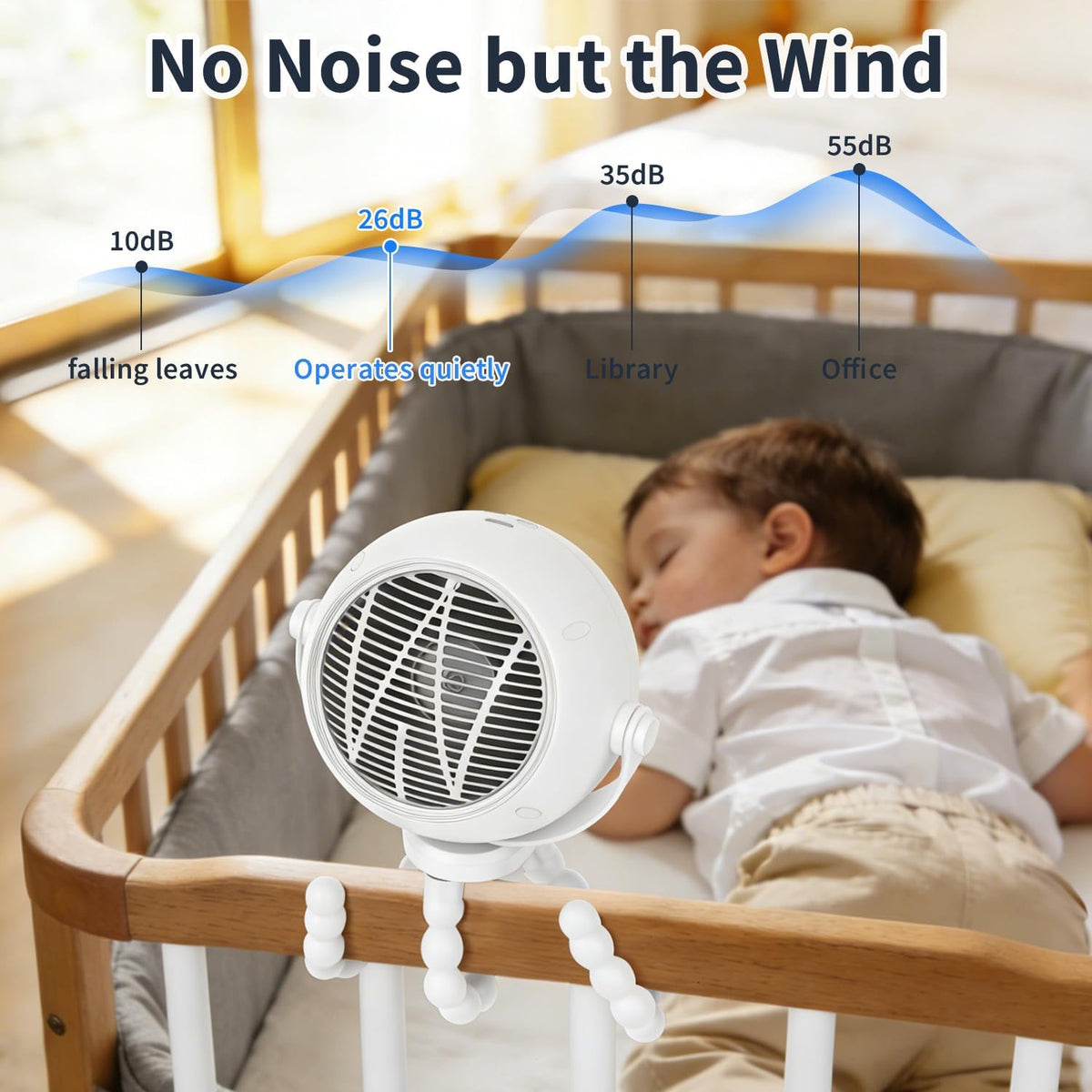 360° Rotatable Stroller Fan with LED Display & Night Light, Octopus Flexible Tripod Portable Fan, Multi-Angle Manual Adjustment 4000mAh Rechargeable Quiet for Camping, Office, Desk, Gym(Black)