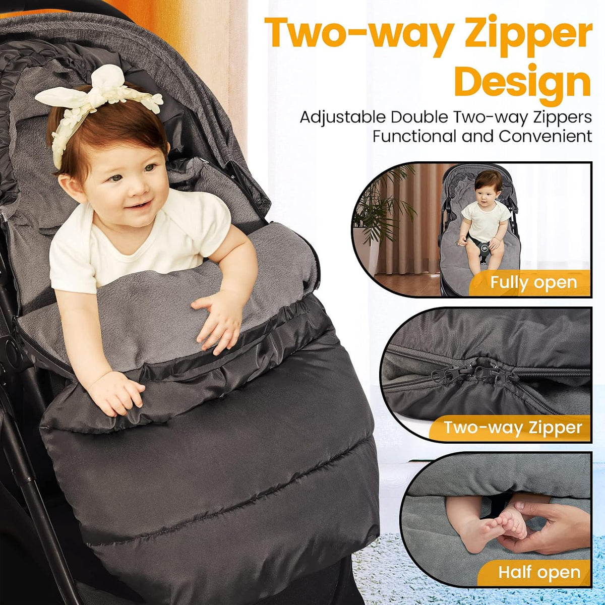 Orzbow Universal Stroller Footmuff, Winter Baby Bunting Bag, Weather-Proof