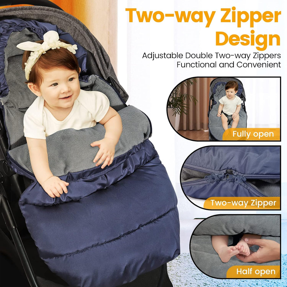 Orzbow Universal Stroller Footmuff, Winter Baby Bunting Bag, Weather-Proof