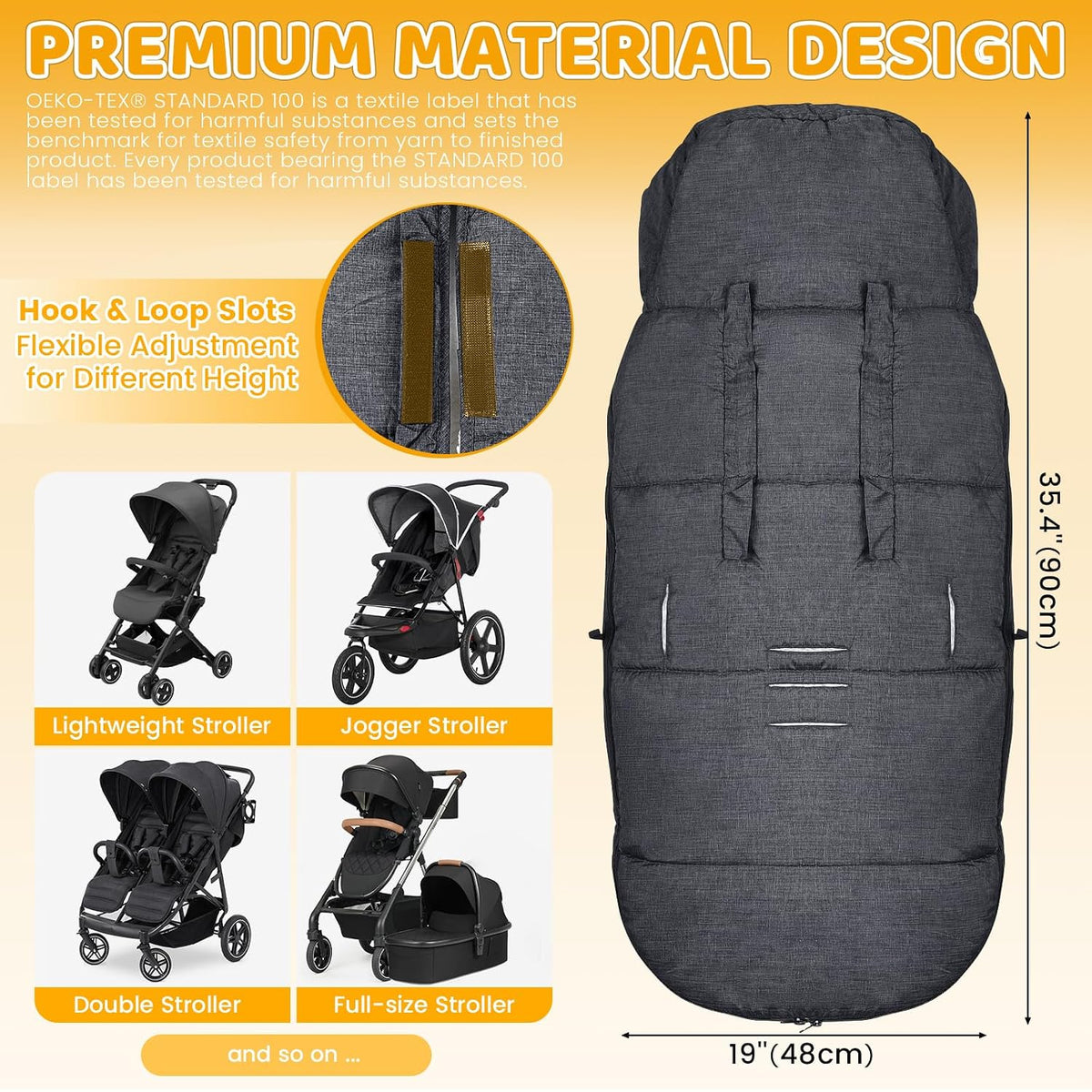 Orzbow Universal Stroller Footmuff, Winter Baby Bunting Bag, Weather-Proof