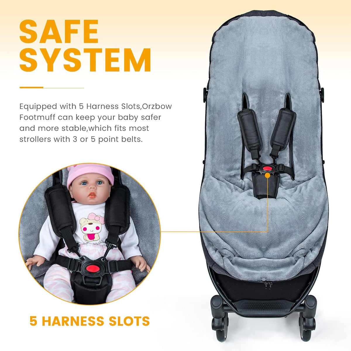 Orzbow Universal Stroller Footmuff, Winter Baby Bunting Bag, Weather-Proof