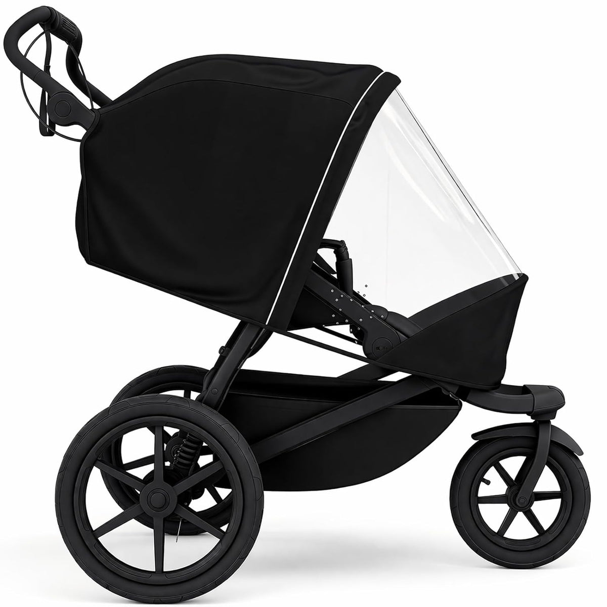 Rain Cover Fits for Thule Urban Glide 3 Single Stroller, Water-Resistant Windproof Weather Shield with Zipper Window, Breathable Vent Holes, Reflective Strips and Storage Bag, All-Season Protector