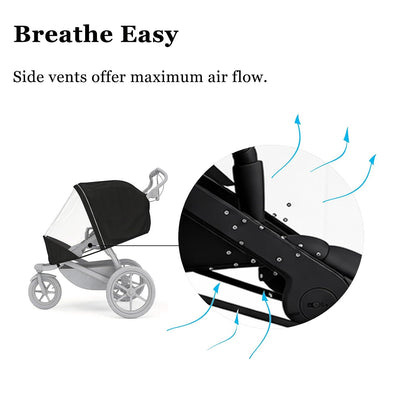 Rain Cover Fits for Thule Urban Glide 3 Single Stroller, Water-Resistant Windproof Weather Shield with Zipper Window, Breathable Vent Holes, Reflective Strips and Storage Bag, All-Season Protector