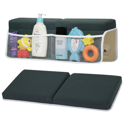 Comfortable Baby Bath Kneeler and Elbow Rest Pad Set, Thick Memory Foam Bath Kneeling Pad with Elbow Support, Baby Bathtub Cushion with Toy Organizer, Non-Slip for Infant or Toddler Bathing