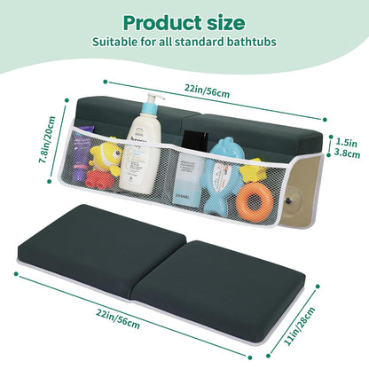 Comfortable Baby Bath Kneeler and Elbow Rest Pad Set, Thick Memory Foam Bath Kneeling Pad with Elbow Support, Baby Bathtub Cushion with Toy Organizer, Non-Slip for Infant or Toddler Bathing