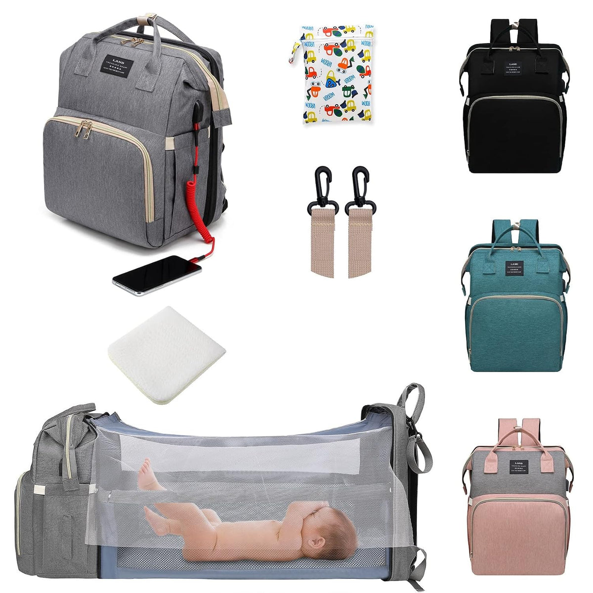 Baby with Changing Station,Baby Essentials(Grey)