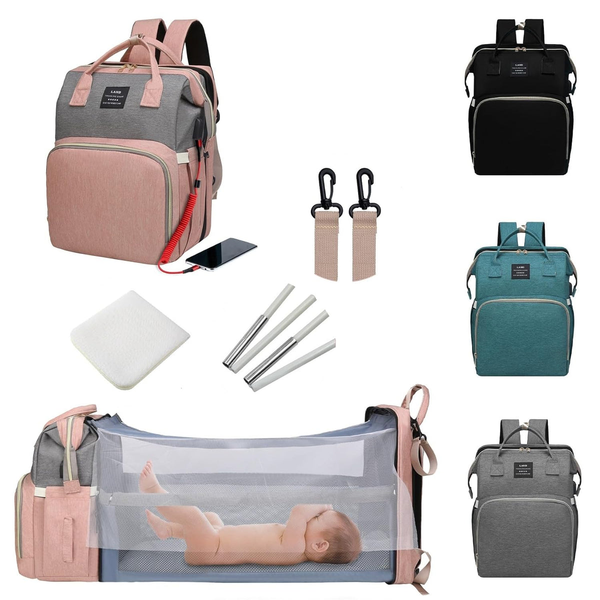 Baby with Changing Station,Baby Essentials(Grey)