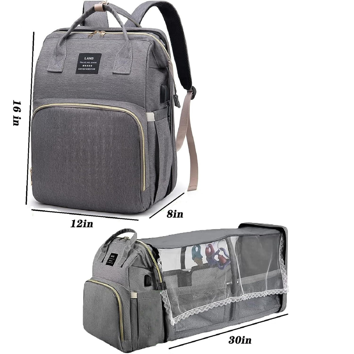 Baby with Changing Station,Baby Essentials(Grey)
