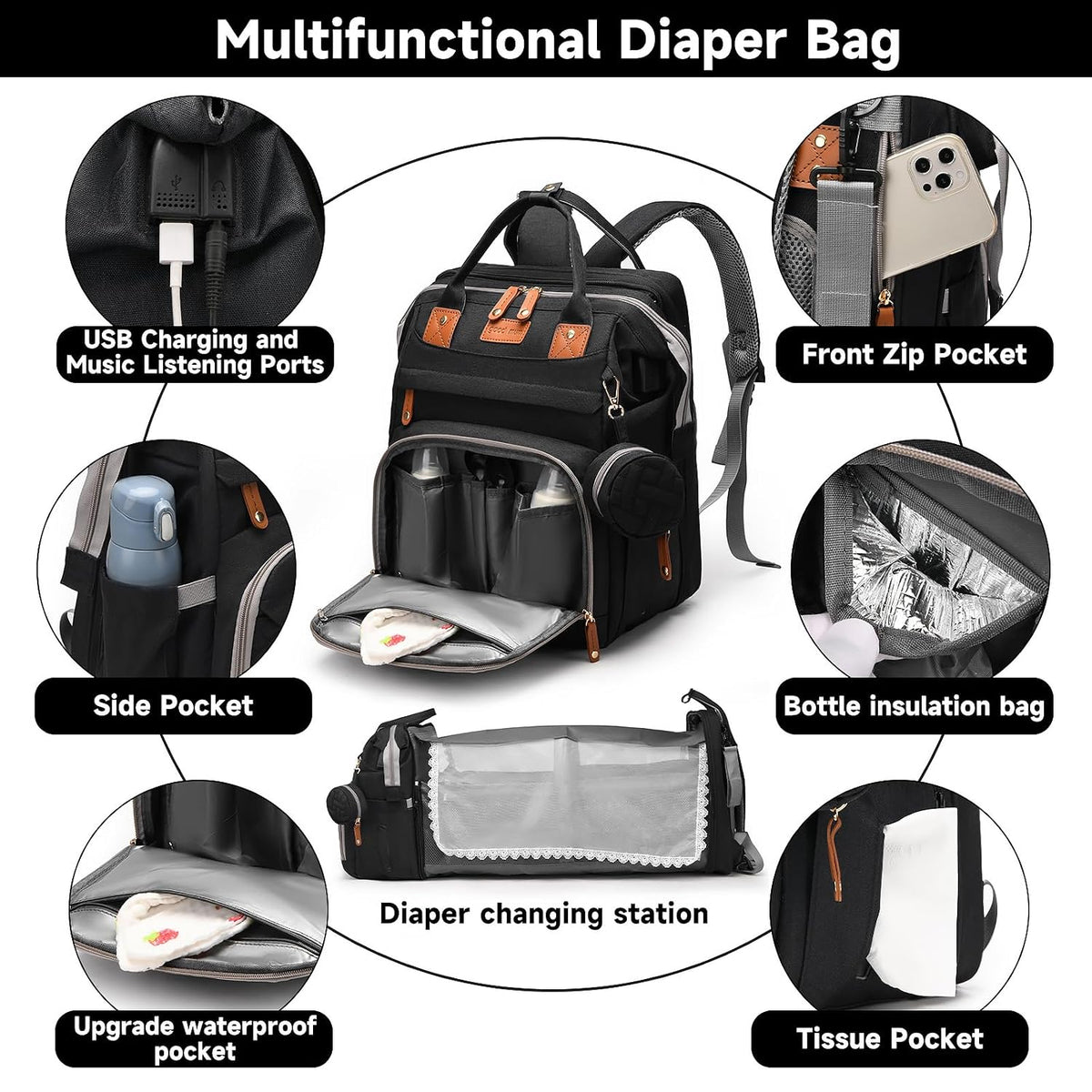 Baby with Changing Station,Baby Essentials(Grey)
