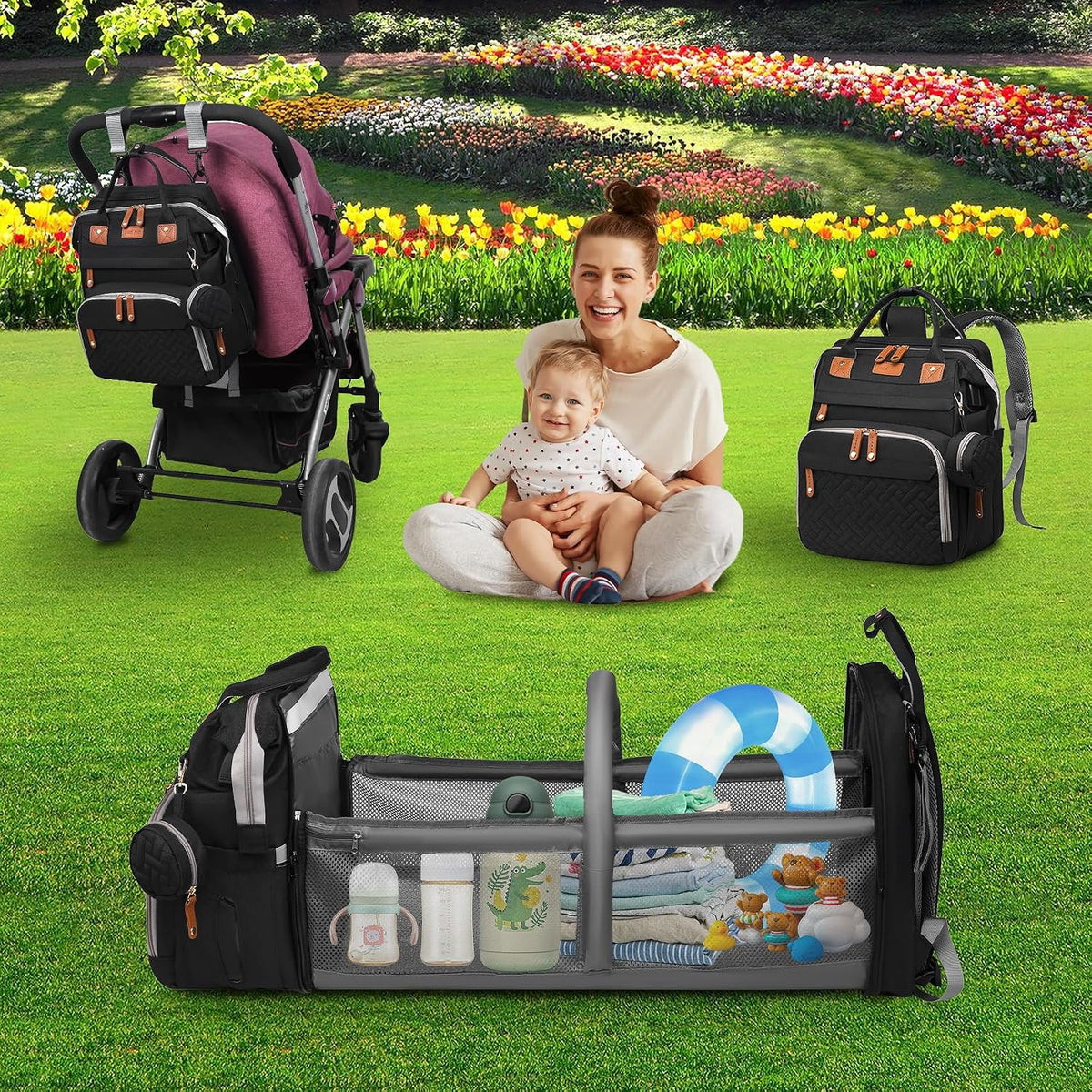 Baby with Changing Station,Baby Essentials(Grey)