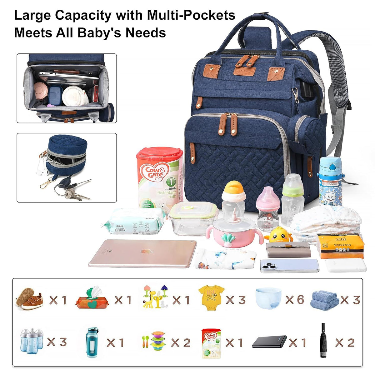 Baby with Changing Station,Baby Essentials(Grey)