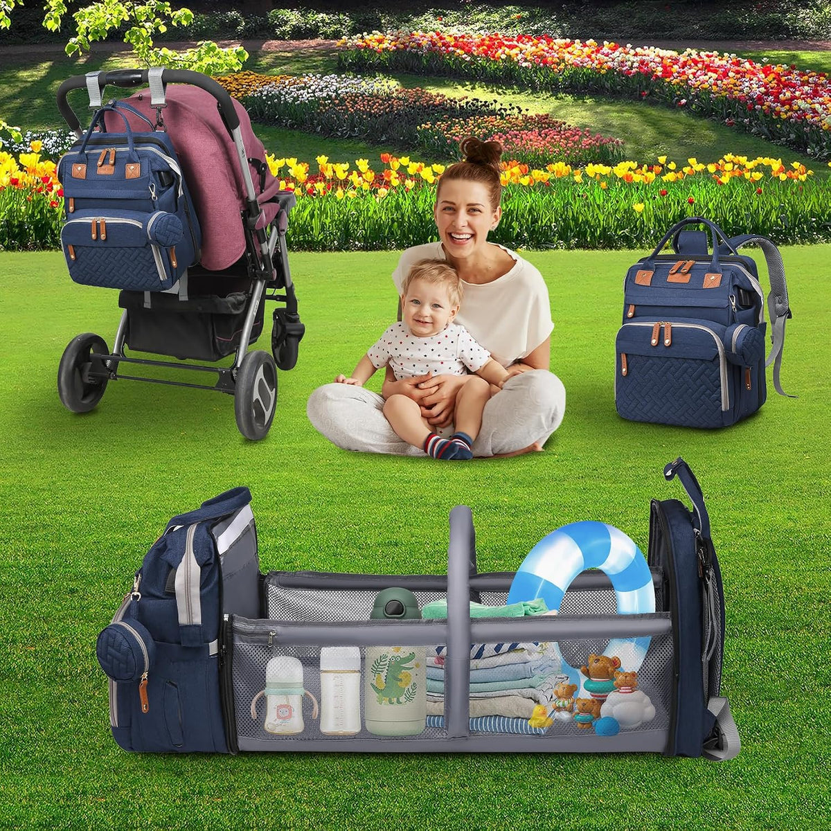Baby with Changing Station,Baby Essentials(Grey)