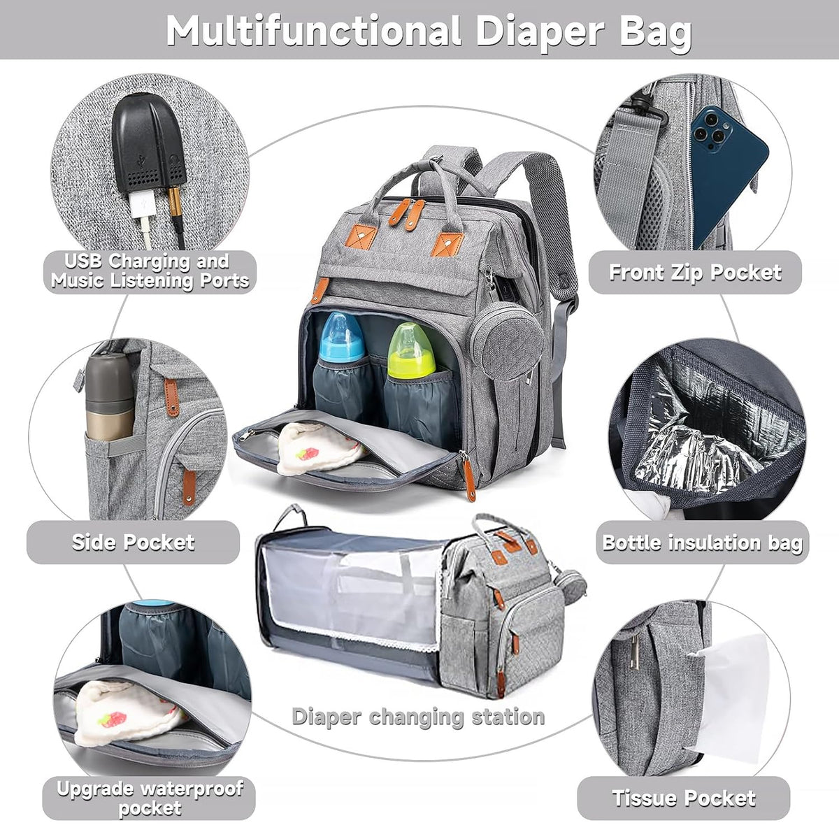 Baby with Changing Station,Baby Essentials(Grey)