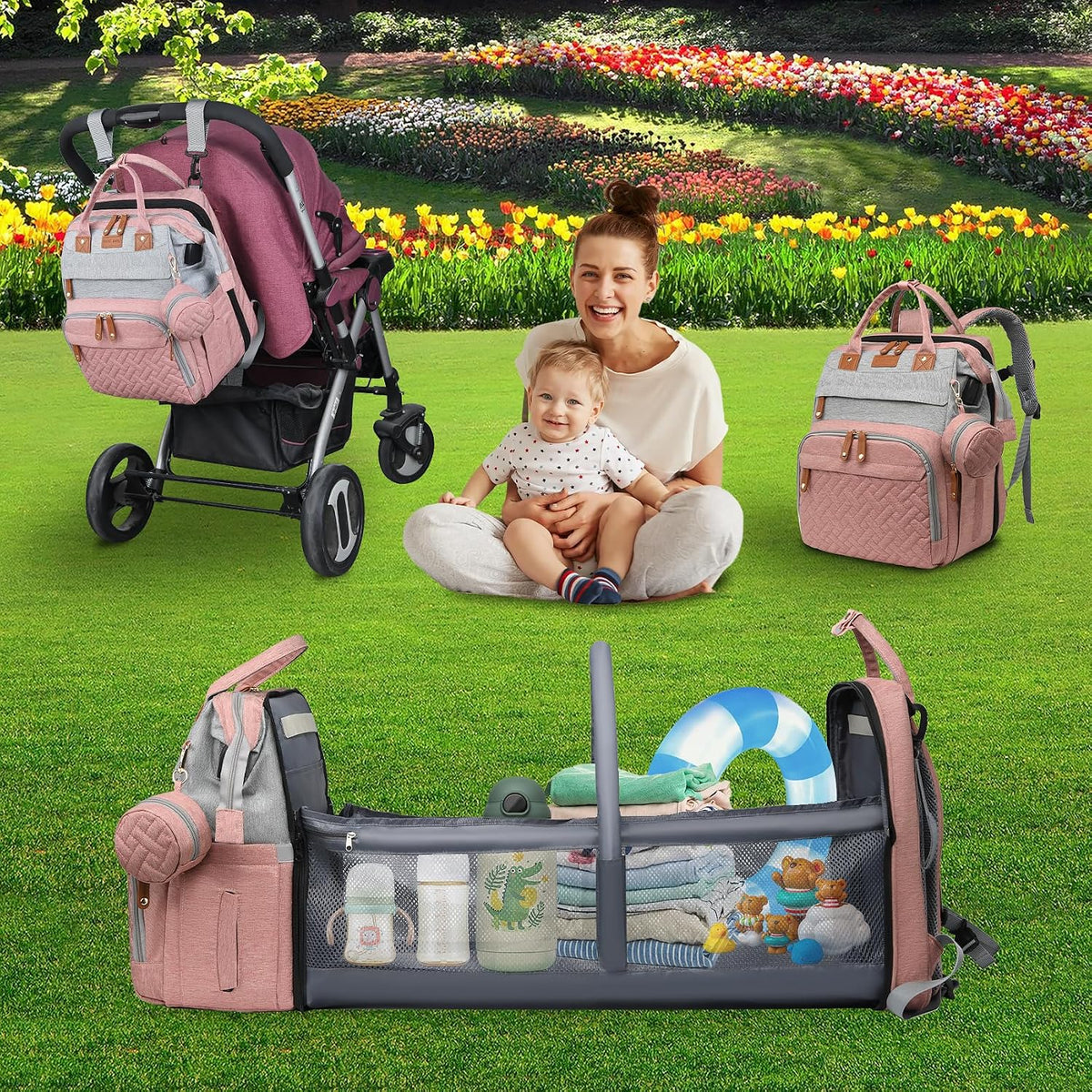 Baby with Changing Station,Baby Essentials(Grey)