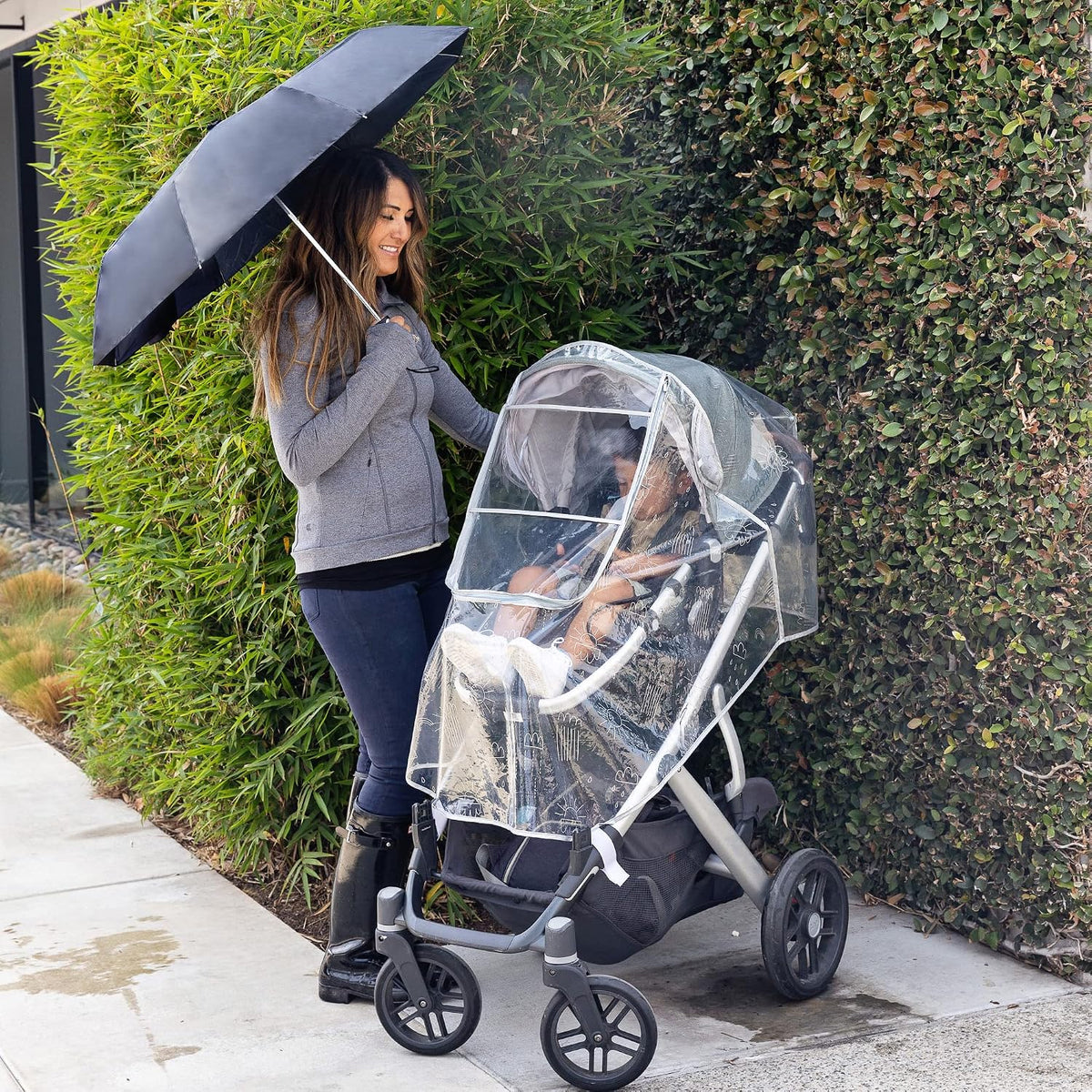 J.L. Childress Universal Single Stroller Rain Cover & Weather Shield, Grey