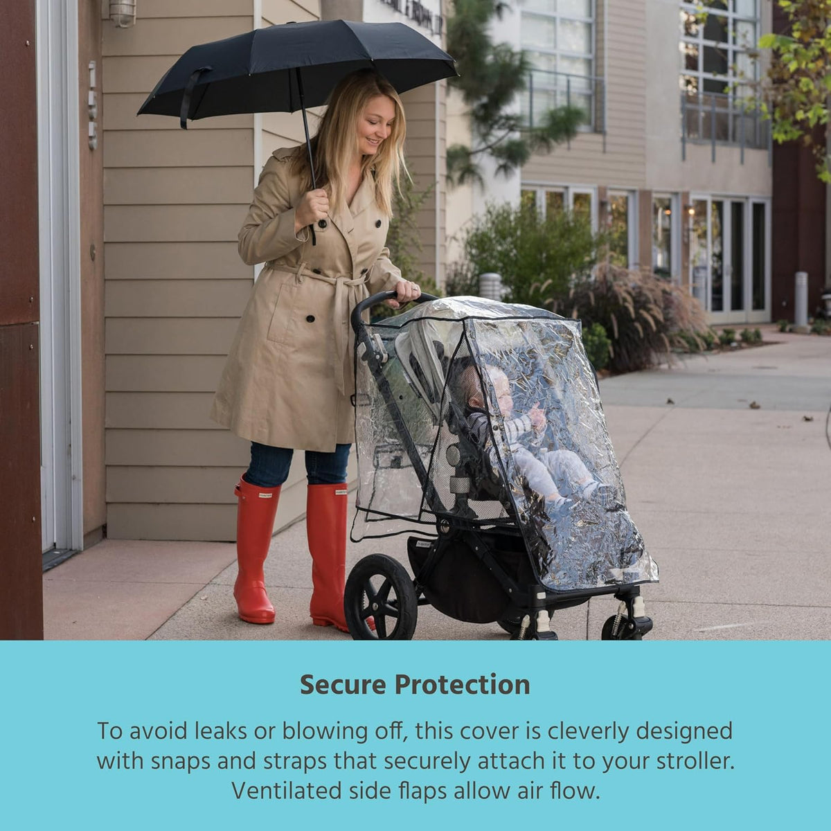 J.L. Childress Universal Single Stroller Rain Cover & Weather Shield, Grey