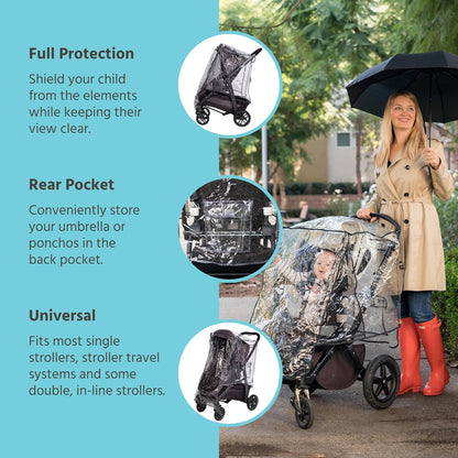 J.L. Childress Universal Single Stroller Rain Cover & Weather Shield, Grey