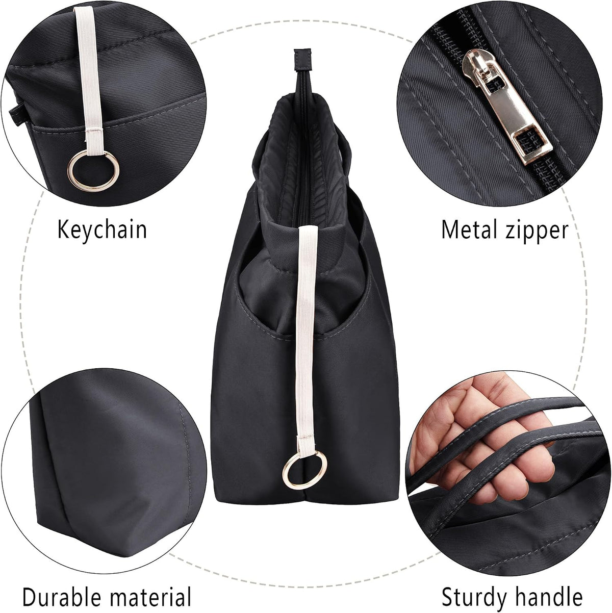 Purse Insert Organizers for Tote Handbag Bag in Bag with Zipper Liner Bag Organizer for Women 14 pockets