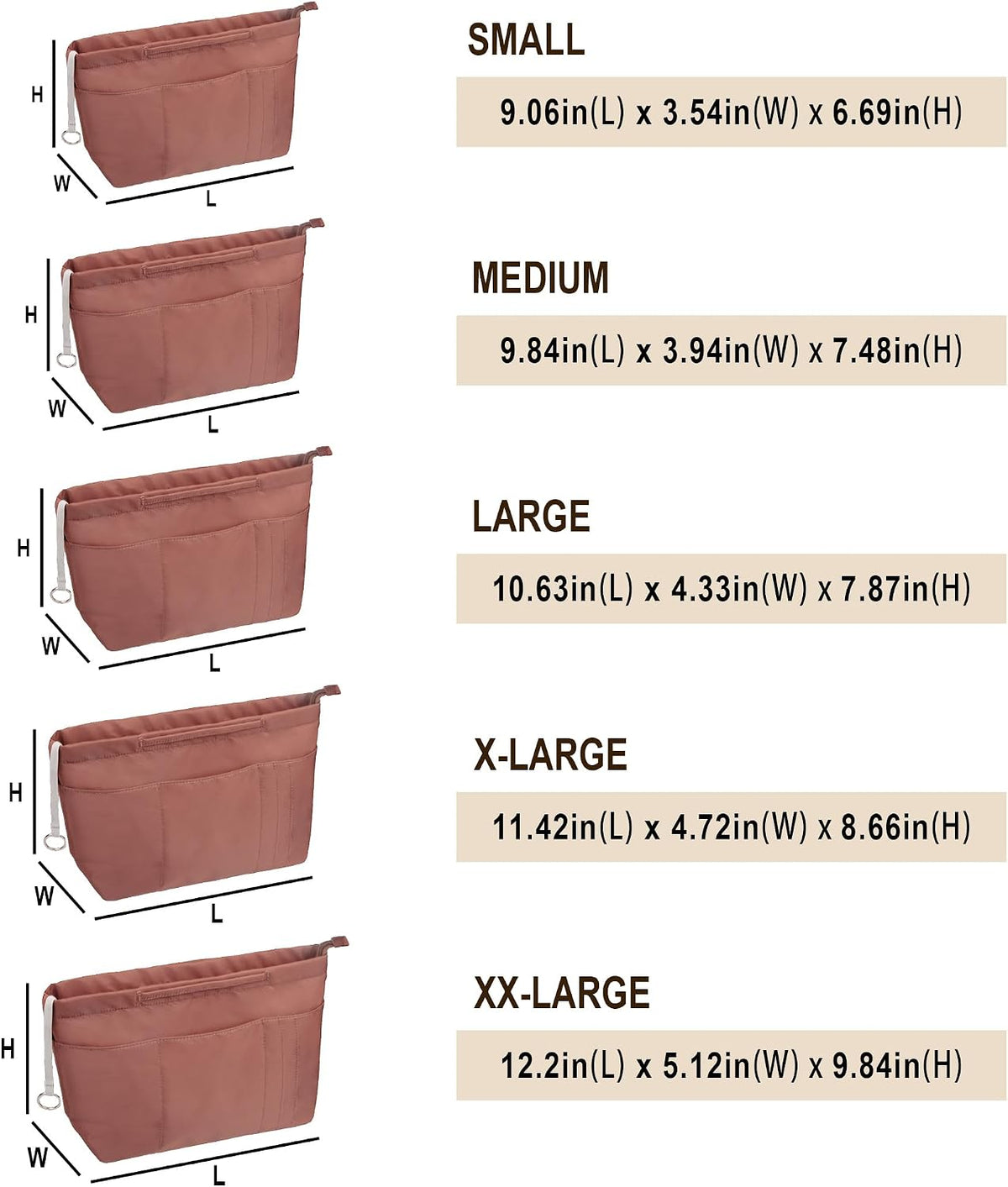 Purse Insert Organizers for Tote Handbag Bag in Bag with Zipper Liner Bag Organizer for Women 14 pockets