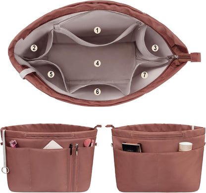 Purse Insert Organizers for Tote Handbag Bag in Bag with Zipper Liner Bag Organizer for Women 14 pockets