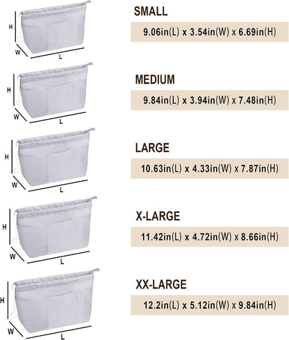 Purse Insert Organizers for Tote Handbag Bag in Bag with Zipper Liner Bag Organizer for Women 14 pockets