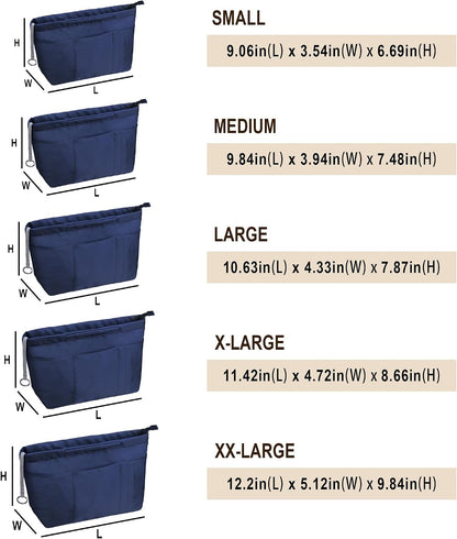Purse Insert Organizers for Tote Handbag Bag in Bag with Zipper Liner Bag Organizer for Women 14 pockets