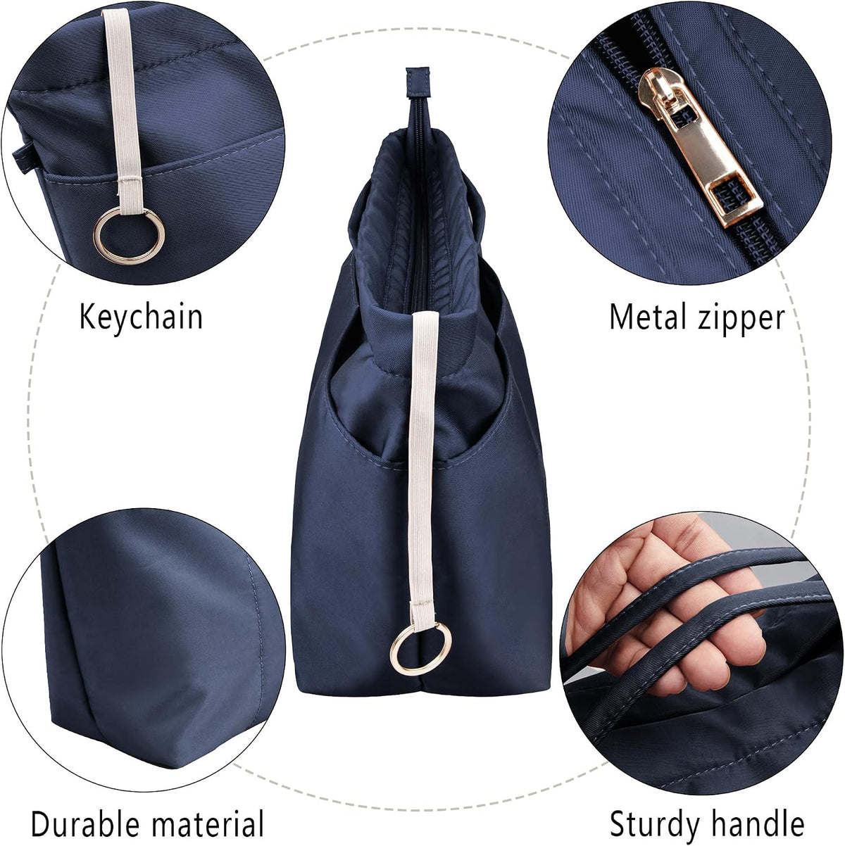 Purse Insert Organizers for Tote Handbag Bag in Bag with Zipper Liner Bag Organizer for Women 14 pockets