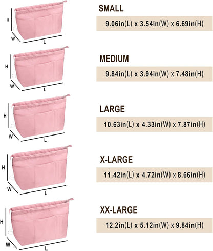 Purse Insert Organizers for Tote Handbag Bag in Bag with Zipper Liner Bag Organizer for Women 14 pockets