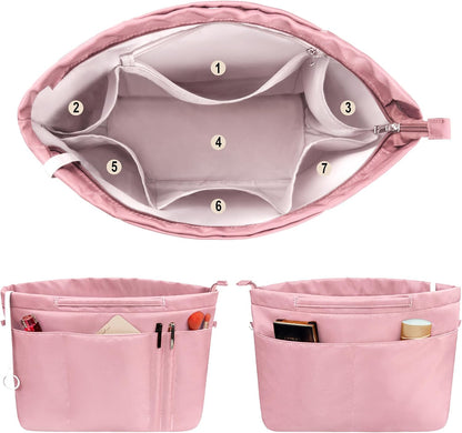 Purse Insert Organizers for Tote Handbag Bag in Bag with Zipper Liner Bag Organizer for Women 14 pockets