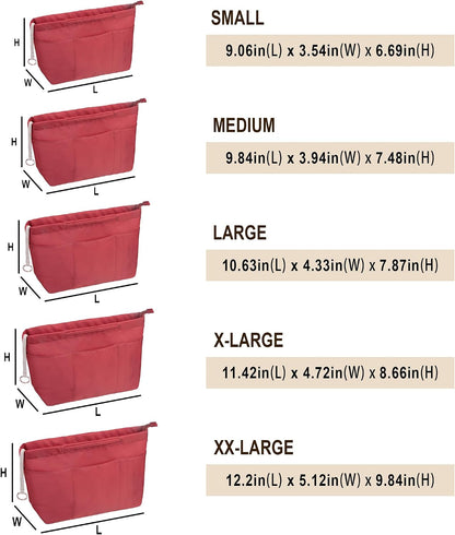 Purse Insert Organizers for Tote Handbag Bag in Bag with Zipper Liner Bag Organizer for Women 14 pockets