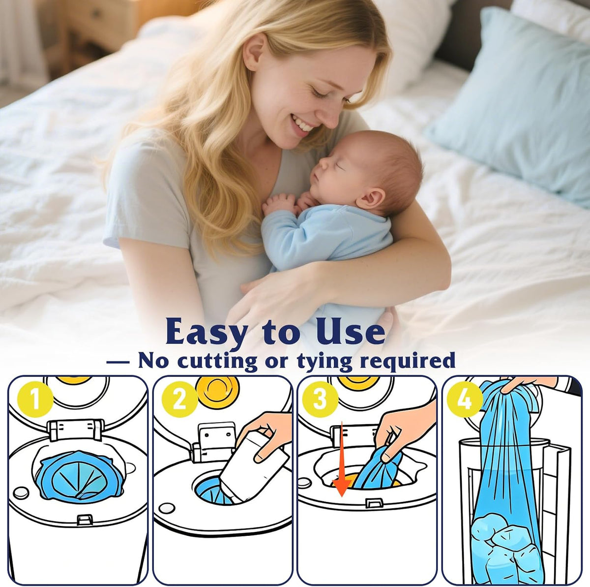Diaper Pail Refill Bags 40 Pack, Compatible with Arm&Hammer Disposal System, Diaper Bags with Upgraded Odor Lock, Seal and Toss Diaper Pail Refills, Holds up to 1280 Baby Diapers