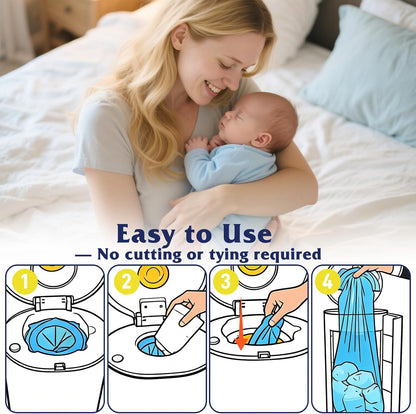 Diaper Pail Refill Bags 40 Pack, Compatible with Arm&Hammer Disposal System, Diaper Bags with Upgraded Odor Lock, Seal and Toss Diaper Pail Refills, Holds up to 1280 Baby Diapers