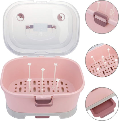 Kitchen Cabinet Organizer 1Pc Portable Baby Bottle Drying Rack Storage Box Nursing Bottle Storage Box Organizer Case Portable Feeding Bottle Kitchen Cabinet for Home Travel Baby Bottles