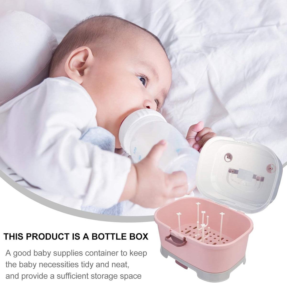 Kitchen Cabinet Organizer 1Pc Portable Baby Bottle Drying Rack Storage Box Nursing Bottle Storage Box Organizer Case Portable Feeding Bottle Kitchen Cabinet for Home Travel Baby Bottles