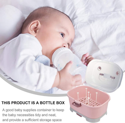 Kitchen Cabinet Organizer 1Pc Portable Baby Bottle Drying Rack Storage Box Nursing Bottle Storage Box Organizer Case Portable Feeding Bottle Kitchen Cabinet for Home Travel Baby Bottles