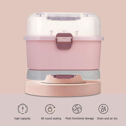 Kitchen Cabinet Organizer 1Pc Portable Baby Bottle Drying Rack Storage Box Nursing Bottle Storage Box Organizer Case Portable Feeding Bottle Kitchen Cabinet for Home Travel Baby Bottles
