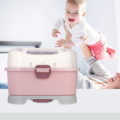 Kitchen Cabinet Organizer 1Pc Portable Baby Bottle Drying Rack Storage Box Nursing Bottle Storage Box Organizer Case Portable Feeding Bottle Kitchen Cabinet for Home Travel Baby Bottles