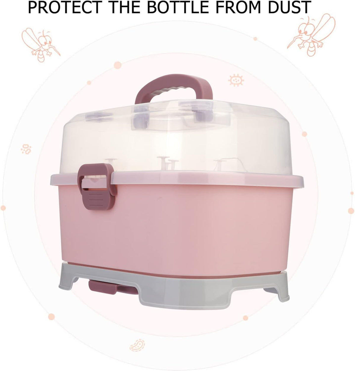 Kitchen Cabinet Organizer 1Pc Portable Baby Bottle Drying Rack Storage Box Nursing Bottle Storage Box Organizer Case Portable Feeding Bottle Kitchen Cabinet for Home Travel Baby Bottles