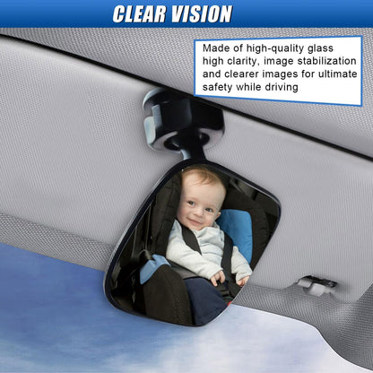 Car Mirror for Baby, 360° Adjustable Wide Angle Mirrors