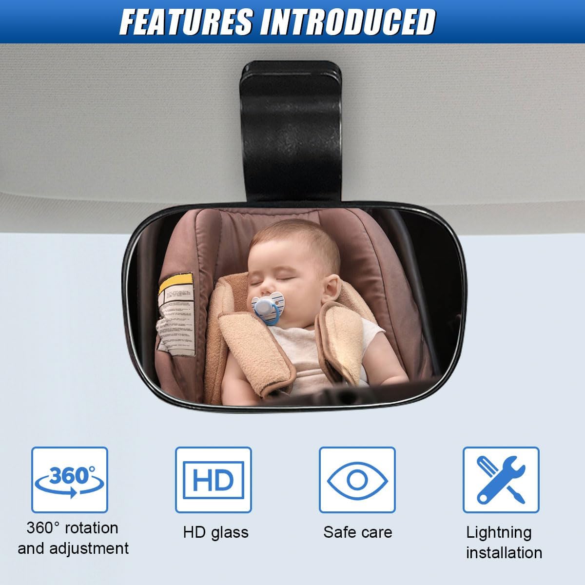 Car Mirror for Baby, 360° Adjustable Wide Angle Mirrors