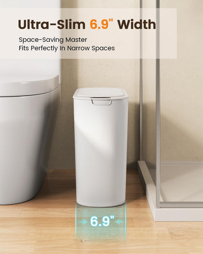 5 Gallon Automatic Bathroom Trash Can with Lid, White, Touchless