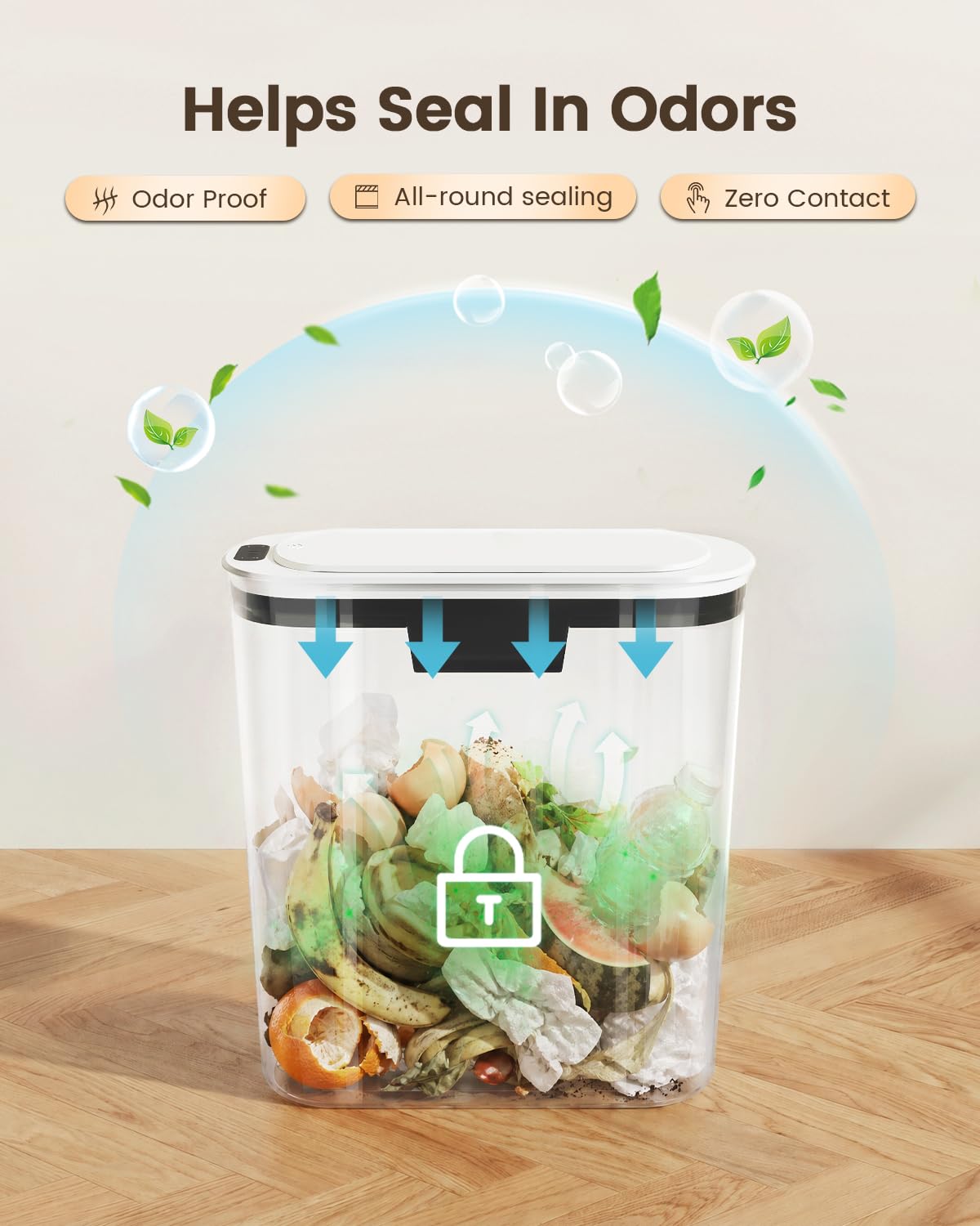5 Gallon Automatic Bathroom Trash Can with Lid, White, Touchless