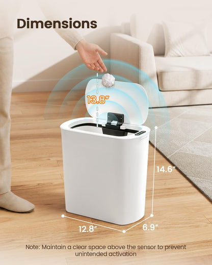 5 Gallon Automatic Bathroom Trash Can with Lid, White, Touchless