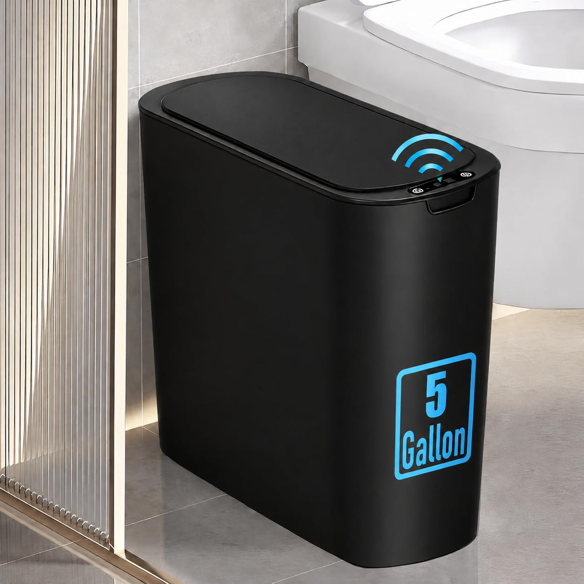 5 Gallon Automatic Bathroom Trash Can with Lid, White, Touchless