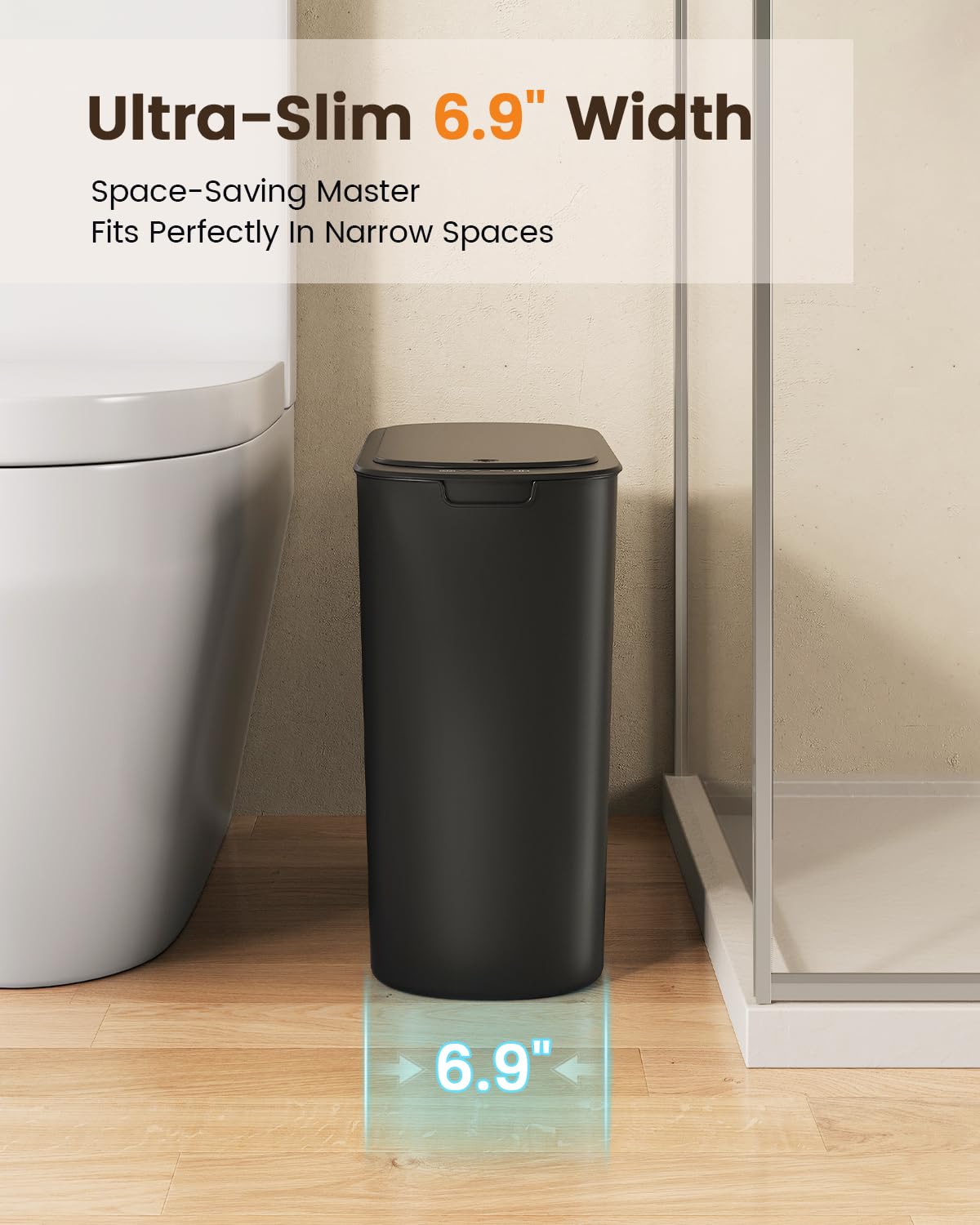 5 Gallon Automatic Bathroom Trash Can with Lid, White, Touchless