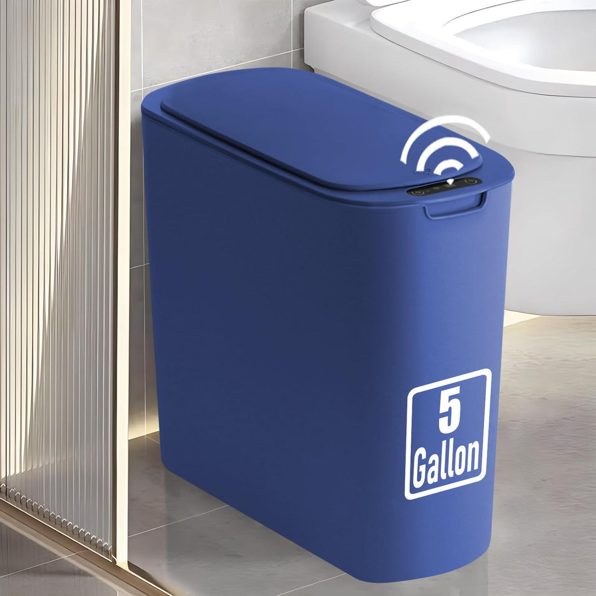 5 Gallon Automatic Bathroom Trash Can with Lid, White, Touchless