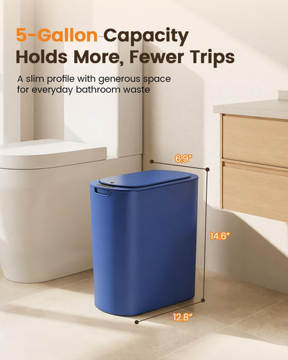 5 Gallon Automatic Bathroom Trash Can with Lid, White, Touchless